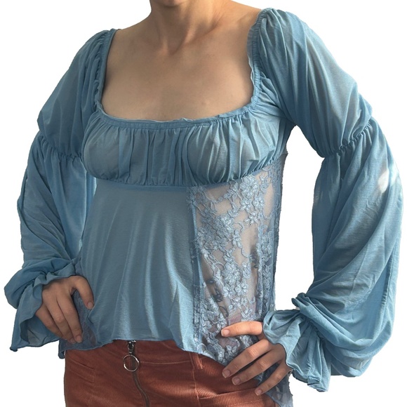 NWT Urban outfitters Romance Babydoll Top in Blue - Picture 10 of 12